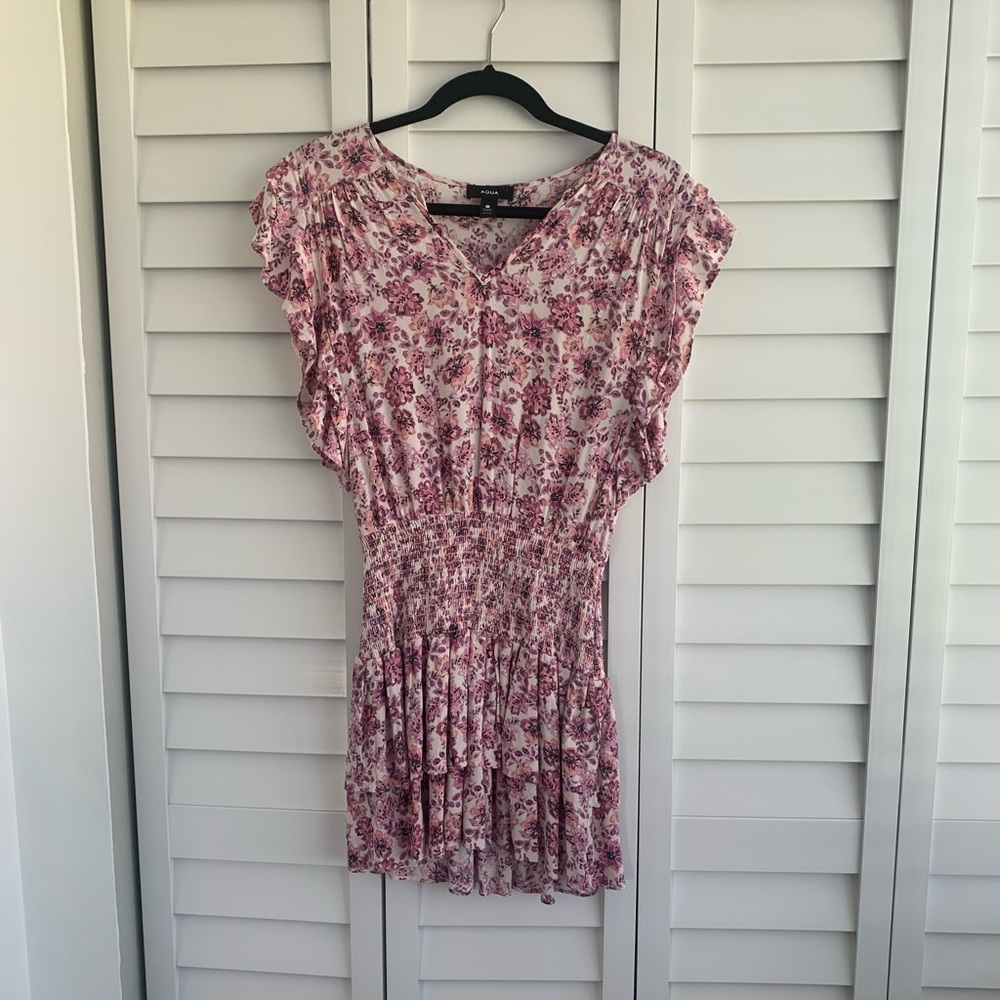AQUA Brand Floral Tiered Mini Dress XS